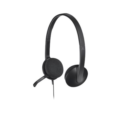 LOGITECH H340 Wired Stereo Headset - Over-the-head - Semi-open - Black Left