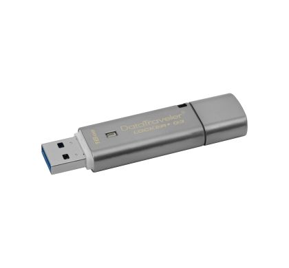 Kingston DataTraveler Locker+ G3 16 GB USB 3.0 Flash Drive - Silver - 1 Pack Left