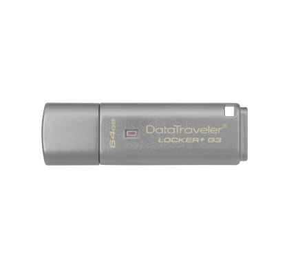 Kingston DataTraveler Locker+ G3 64 GB USB 3.0 Flash Drive - Silver - 1 Pack Top