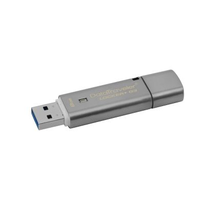 Kingston DataTraveler Locker+ G3 8 GB USB 3.0 Flash Drive - Silver - 1 Pack Left