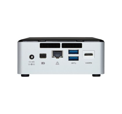 Intel NUC5i3RYH Desktop Computer - Intel Core i3 i3-5010U 2.10 GHz - Mini PC - Silver, Black Rear