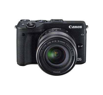 CANON EOS M3 24.2 Megapixel Mirrorless Camera with Lens - 18 mm - 55 mm - Black Front