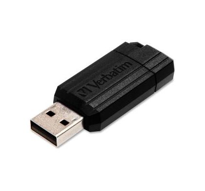 VERBATIM PinStripe 64 GB USB 2.0 Flash Drive - Black - 1 Pack