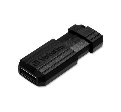 VERBATIM PinStripe 64 GB USB 2.0 Flash Drive - Black - 1 Pack Left