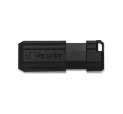 VERBATIM PinStripe 64 GB USB 2.0 Flash Drive - Black - 1 Pack Top