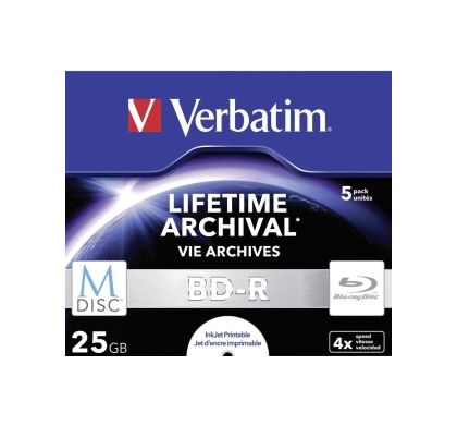 VERBATIM Blu-ray Recordable Media - BD-R - 4x - 25 GB - 5 Pack Jewel Case