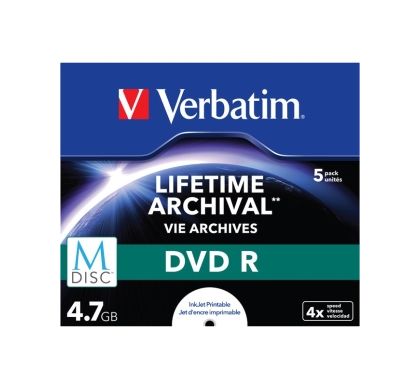 VERBATIM DVD Recordable Media - DVD-R - 4x - 4.70 GB - 5 Pack Jewel Case