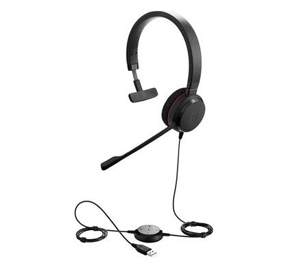 JABRA EVOLVE 20 Wired Mono Headset - Over-the-head - Supra-aural LeftMaximum