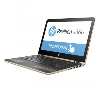 HP Pavilion x360 13-u100 13-u159tu 33.8 cm (13.3") LCD 16:9 2 in 1 Notebook - 1366 x 768 Touchscreen - Intel Core i3 (7th Gen) i3-7100U Dual-core (2 Core) 2.40 GHz - 8 GB DDR4 SDRAM - 128 GB SSD - Windows 10 - Convertible - Gold LeftMaximum