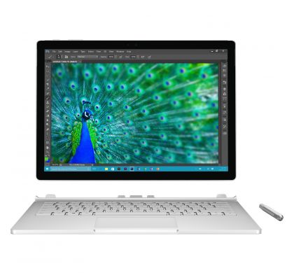 MICROSOFT Surface Book 34.3 cm (13.5") 2 in 1 Notebook - Intel Core i7 - 8 GB - 256 GB SSD - Windows 10 Pro - 3000 x 2000 - PixelSense - Hybrid - Silver FrontMaximum