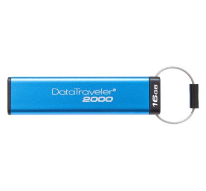KINGSTON DataTraveler 2000 16 GB USB 3.1 Flash Drive - Blue - 256-bit AES TopMaximum