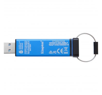 KINGSTON DataTraveler 2000 32 GB USB 3.1 Flash Drive - Blue - 256-bit AES BottomMaximum