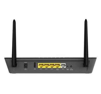 NETGEAR D6000 IEEE 802.11ac ADSL2+, Ethernet Modem/Wireless Router RearMaximum