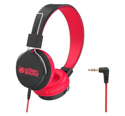 VERBATIM Urban Sound Wired Stereo Headphone - Over-the-head - Circumaural - Black, Red