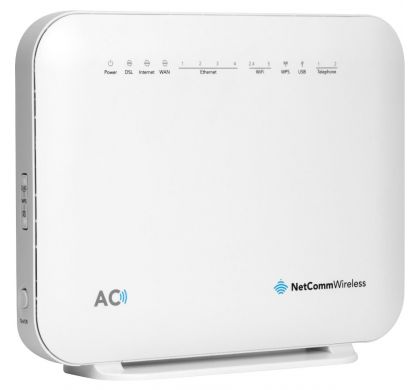 NETCOMM NF18ACV IEEE 802.11ac ADSL2+, VDSL2, Ethernet Modem/Wireless Router FrontMaximum