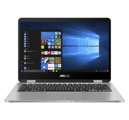 ASUS VivoBook Flip 14 TP401NA-BZ014T 35.6 cm (14") Touchscreen LCD Notebook - Intel Pentium N4200 Quad-core (4 Core) 1.10 GHz - 4 GB LPDDR3 - 128 GB SSD - Windows 10 Home 64-bit - Convertible - Grey FrontMaximum