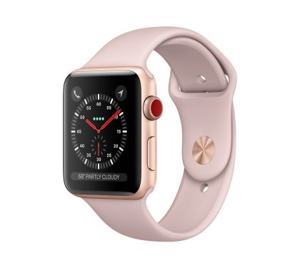 APPLE Watch Series 3 Smart Watch - Wrist Wearable - Gold Aluminum Case - Pink Sand Band