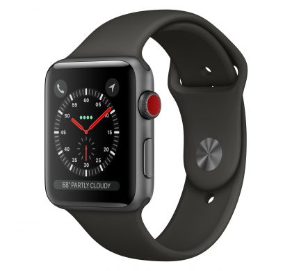 APPLE Watch Series 3 Smart Watch - Wrist Wearable - Space Gray Aluminum Case - Grey Band - Aluminium Case