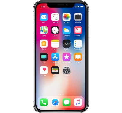APPLE iPhone X 256 GB Smartphone - 4G - 14.7 cm (5.8") Super AMOLED 2436 x 1125 Touchscreen -  Hexa-core (6 Core) 2.39 GHz - 3 GB RAM - 12 Megapixel Rear/7 Megapixel Front - iOS 11 - SIM-free - Silver FrontMaximum