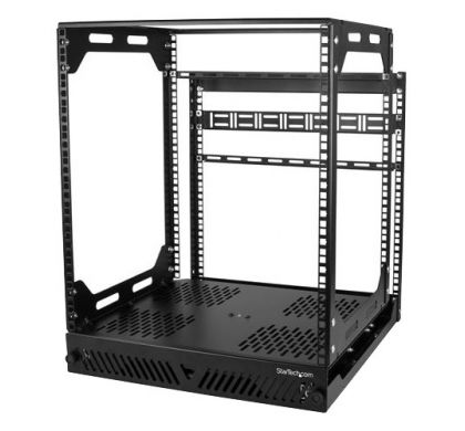 STARTECH .com 12U Floor Standing Slide Out Rotating Rail System for Server, LAN Switch, Patch Panel - Black