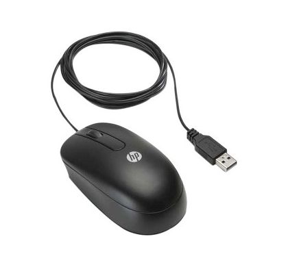 HP Essential Mouse - Optical - Cable - 3 Button(s) - Black