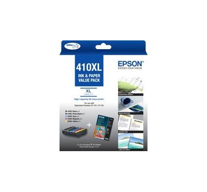 EPSON Claria Premium 410XL Original Ink Cartridge/Paper Kit Value Pack - Photo Black, Black, Magenta, Yellow, Cyan