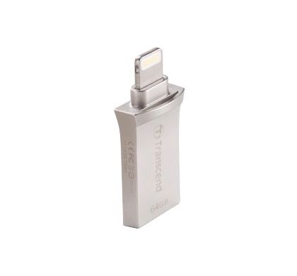 TRANSCEND JetDrive Go 500 64 GB USB 3.1, Lightning Flash Drive - Silver LeftMaximum
