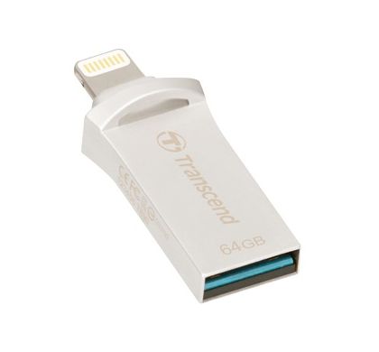 TRANSCEND JetDrive Go 500 64 GB USB 3.1, Lightning Flash Drive - Silver RearMaximum