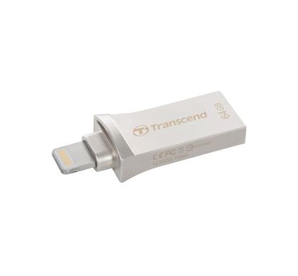TRANSCEND JetDrive Go 500 64 GB USB 3.1, Lightning Flash Drive - Silver TopMaximum