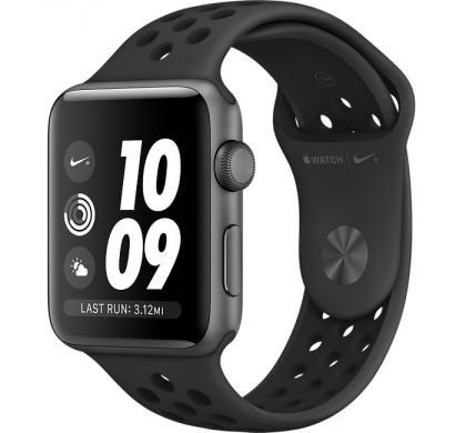 APPLE Watch Series 3 Nike+ Smart Watch - Wrist Wearable - Space Gray Aluminum Case - Black, Anthracite Band - Aluminium Case