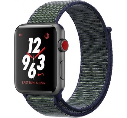 APPLE Watch Series 3 Nike+ Smart Watch - Wrist Wearable - Space Gray Aluminum Case - Midnight Fog Band - Aluminium Case - Cellular Phone Capability