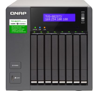 QNAP Turbo vNAS TVS-882ST3 8 x Total Bays SAN/NAS Storage System - Desktop FrontMaximum