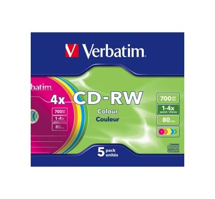 VERBATIM DataLifePlus 43133 CD Rewritable Media - CD-RW - 4x - 700 MB - 5 Pack Slim Jewel Case