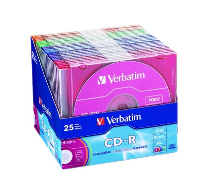 Verbatim 94611 CD Recordable Media - CD-R - 52x - 700 MB - 25 Pack Slim Case