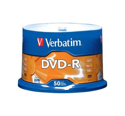 Verbatim DVD Recordable Media - DVD-R - 16x - 4.70 GB - 50 Pack Spindle