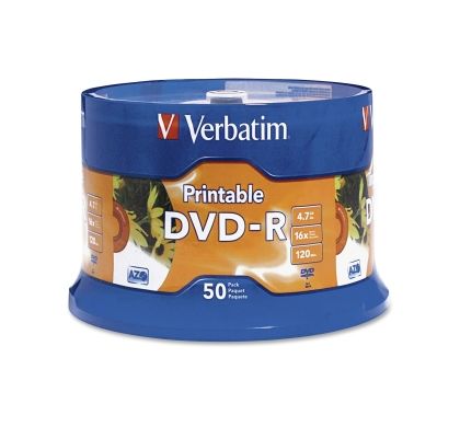 Verbatim DVD Recordable Media - DVD-R - 16x - 4.70 GB - 50 Pack Spindle