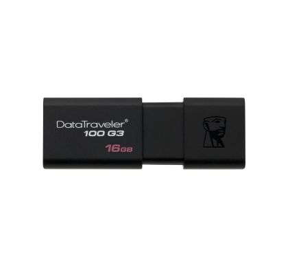 Kingston DataTraveler 100 G3 16 GB USB 3.0 Flash Drive - Black - 1 Pack