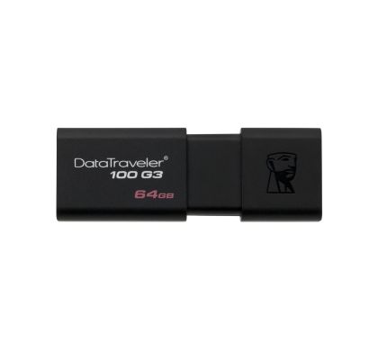 Kingston DataTraveler 100 G3 64 GB USB 3.0 Flash Drive - Black - 1 Pack