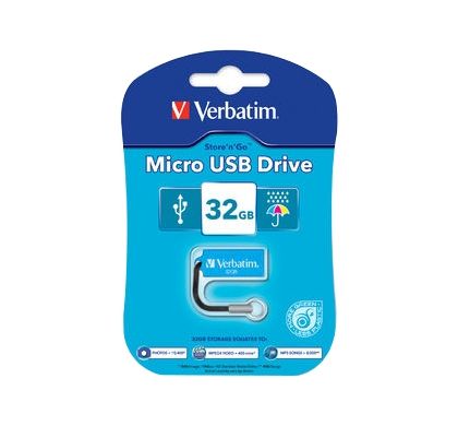 VERBATIM Store 'n' Go Micro USB Drive 32GB (Caribbean Blue) 64251