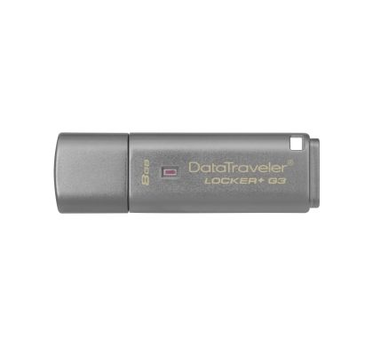 Kingston DataTraveler Locker+ G3 8 GB USB 3.0 Flash Drive - Silver - 1 Pack